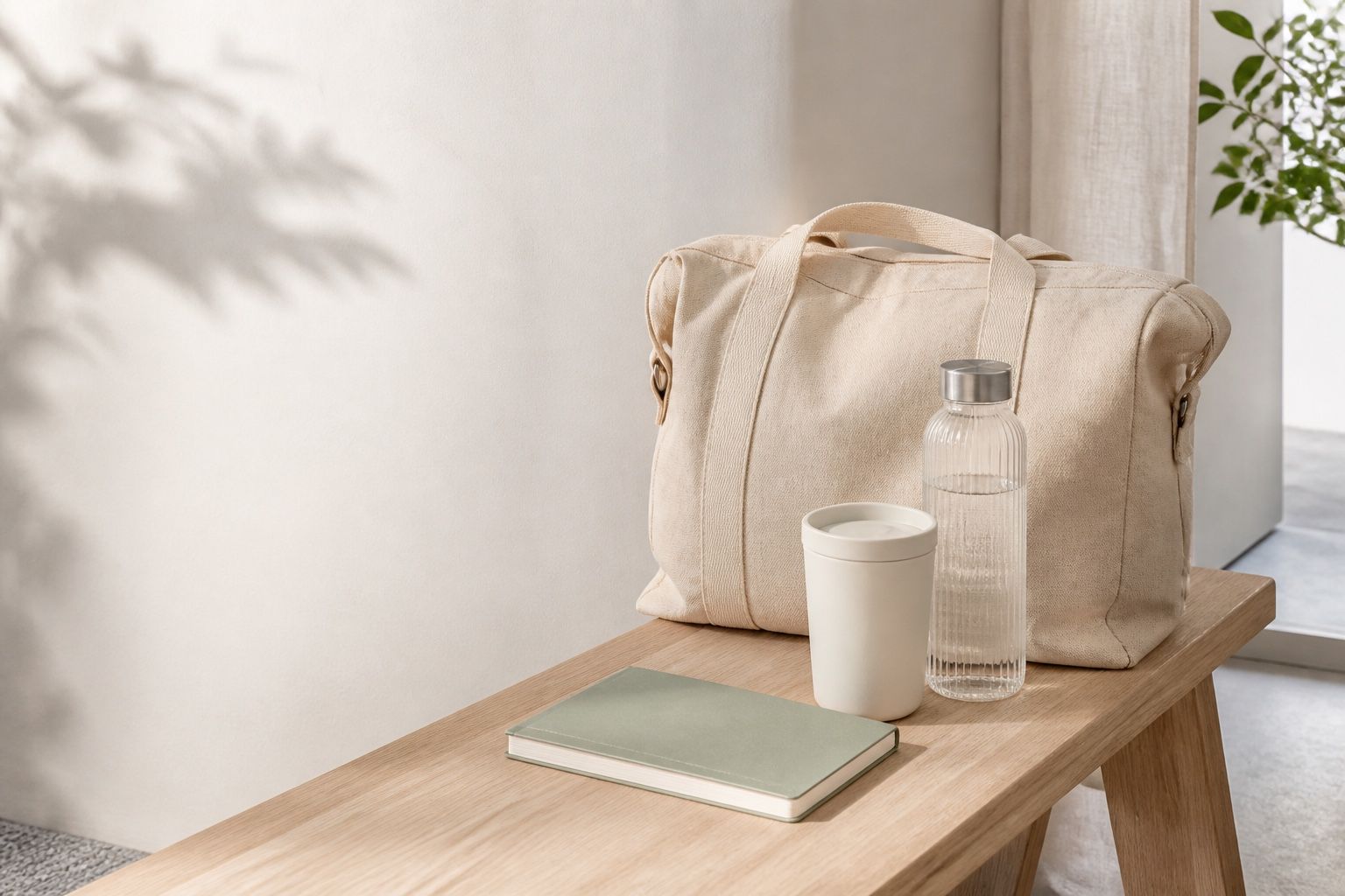 Lucent everyday objects arranged in a bright home